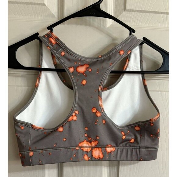 Nike Dri-Fit Women's Sports Bra SMALL Gray Black Swoosh Pullover Racerback Nike - Picture 3 of 3